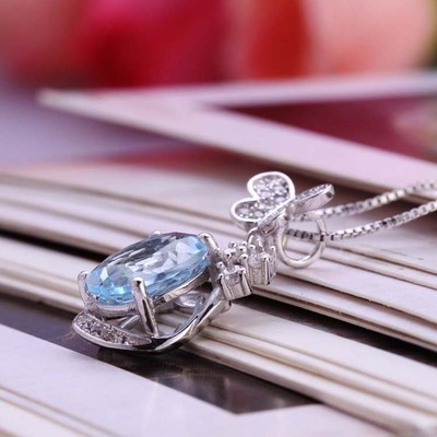 【宝萃银楼 S925银镶彩宝吊坠 托帕石 女款 银饰产家批发】价格,厂家,图片,项链,深圳市优信珠宝-