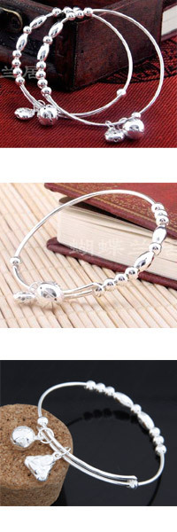 640125福球佛宝宝手镯 韩国风格的银饰批发优选