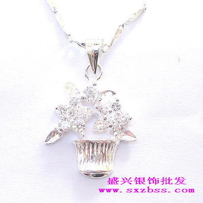 纯银990韩版时尚花篮吊坠 经典、独特、流行的银饰批发之选